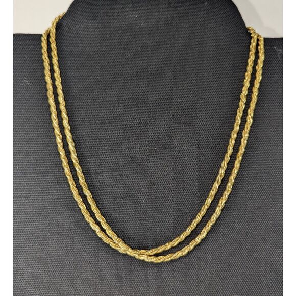 Rope Gold Tone Necklace Signed Monet - Picture 10 of 16